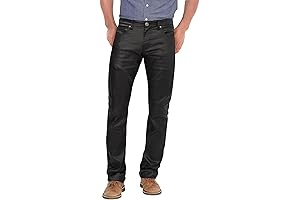 Ethanol Mens Slim Fit Faux Leather Pants