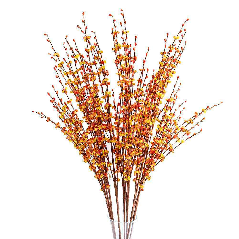 Htmeing 10 pcs 29.5 Inch Artificial Jasmine Flowers Faux Branches for Home Rome Wedding Decoration (Orange)