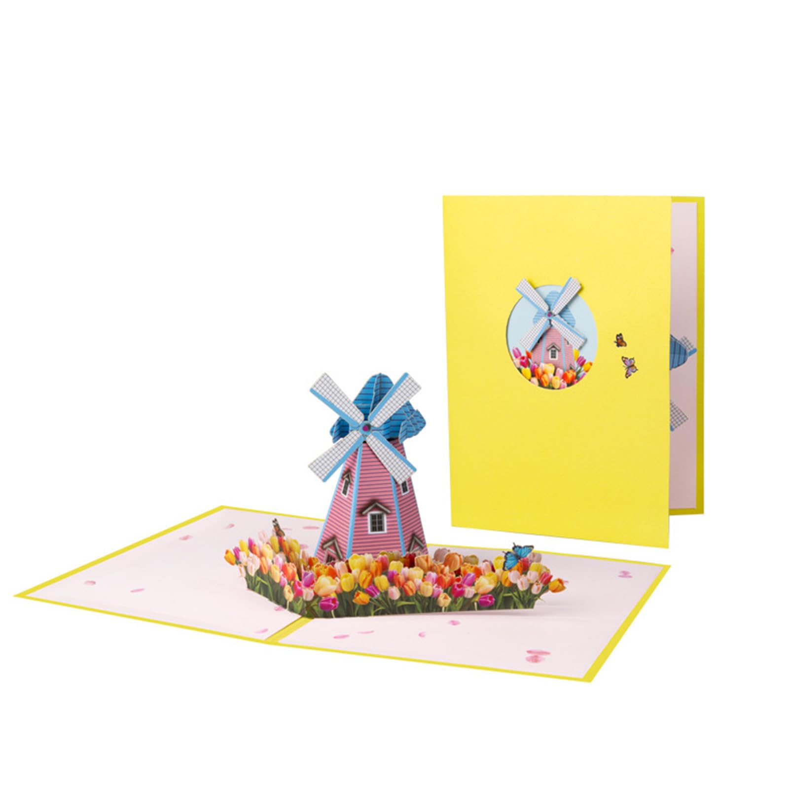 Buxuaaaa Stylish 3D Greeting Card with Flower Delicate 3D Rural Windmills Card Special Event Greeting for Friend with Envelope Rural Windmills Cards