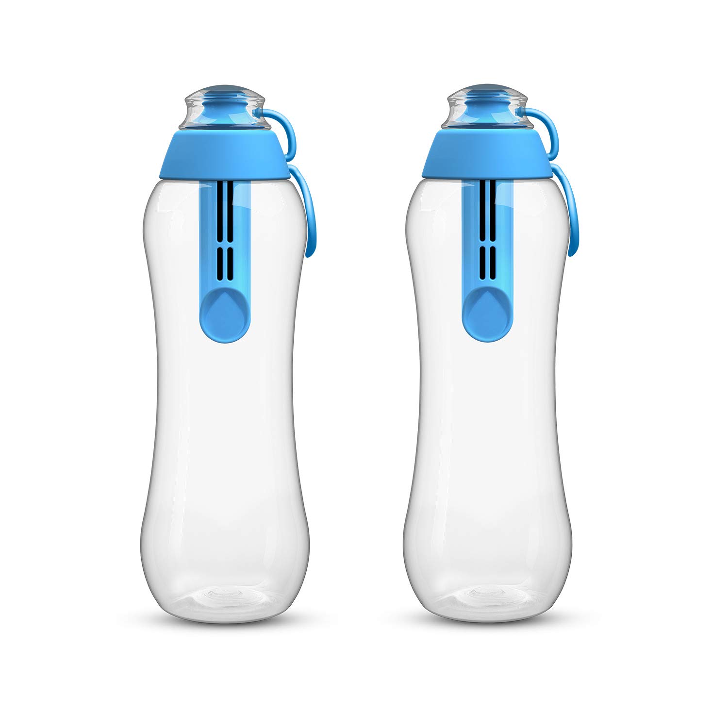 PearlCo - Zwei Trinkflaschen SOFT mit Filter 0,5 Liter (blau) | Wasserflasche BPA-Frei | Schule, Sport, Wasser, Unterwegs