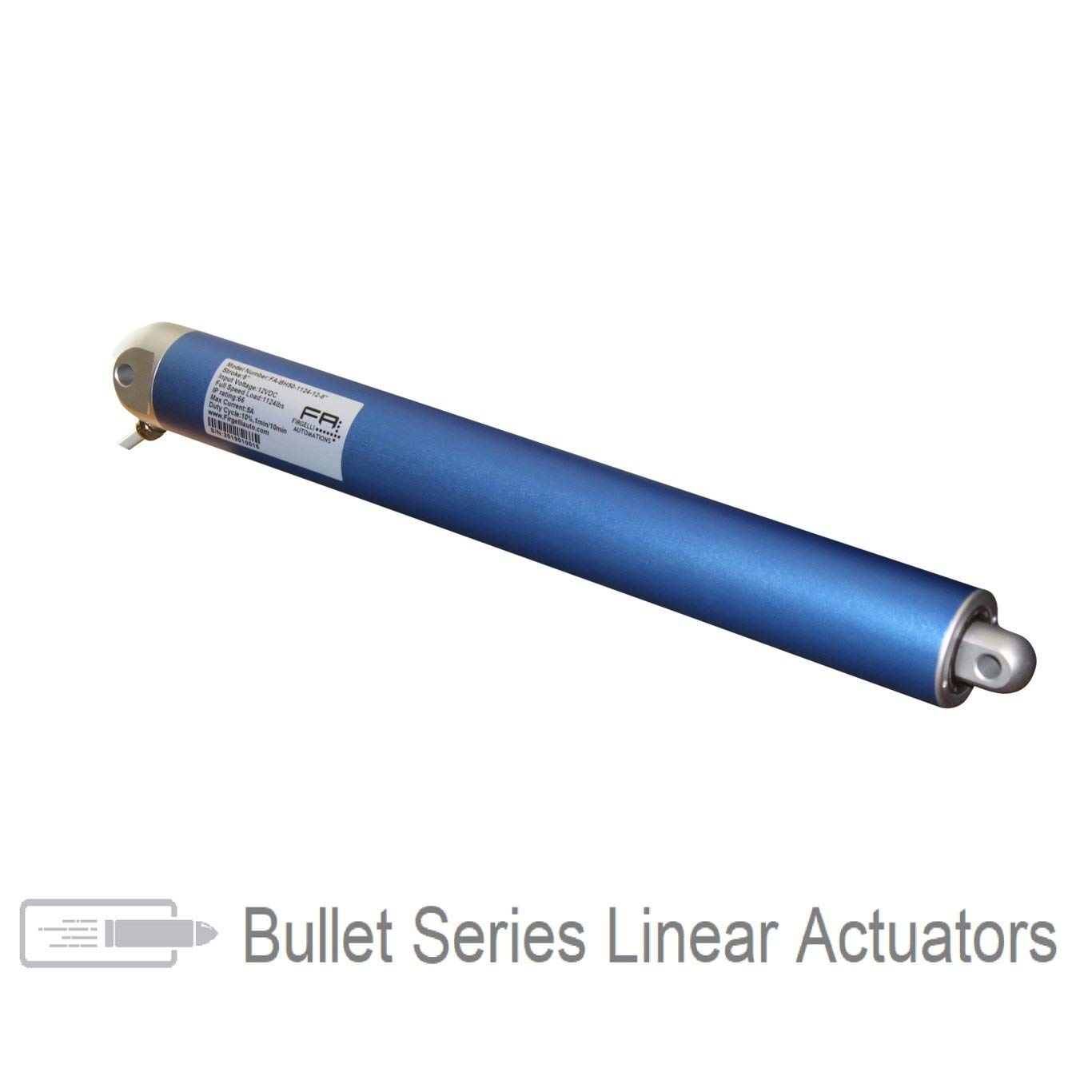 Firgelli Automations Bullet Series 50mm Diameter 1124 lb Force 24V Linear Actuator (8 inch)