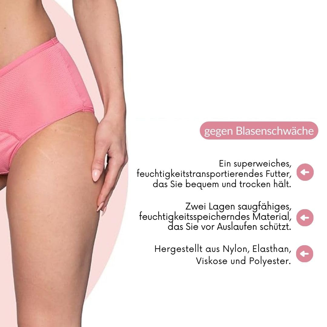 SicherPlus Slip - Inkontinenz-Unterwäsche gegen Blasenschwäche 5er - Pack Extragroße, Auslaufsichere Menstruationshöschen für Damenunterwäsche in großen Größen