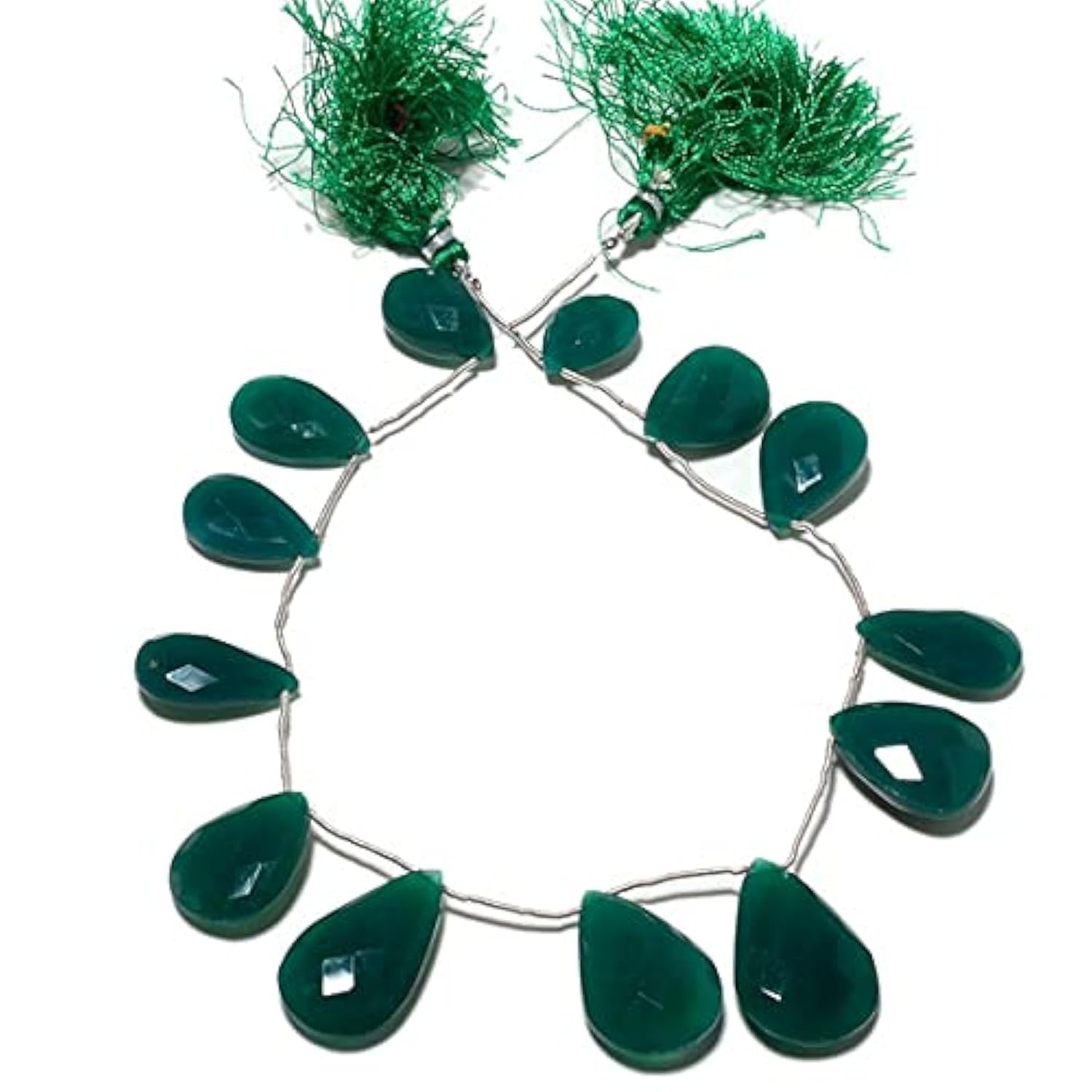 Perles en onyx vert LKBEADS facettées en poire pour joaillerie haut de gamme