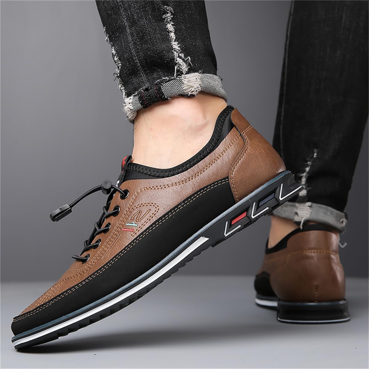 Zapatos Oxford para hombre, de piel sintética, informales, de vestir, ligeros, planos, sin cordones, para negocios, formal, con cordones, para conducir, caminar, mocasín