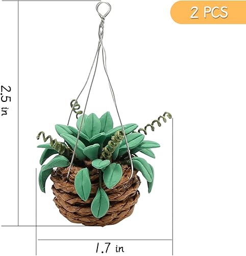 Miniatura 2 de 2 piezas de decoración de plantas en maceta de arcilla, cesta colgante de manzana verde, mini plantas en maceta, modelo de planta colgante de casa