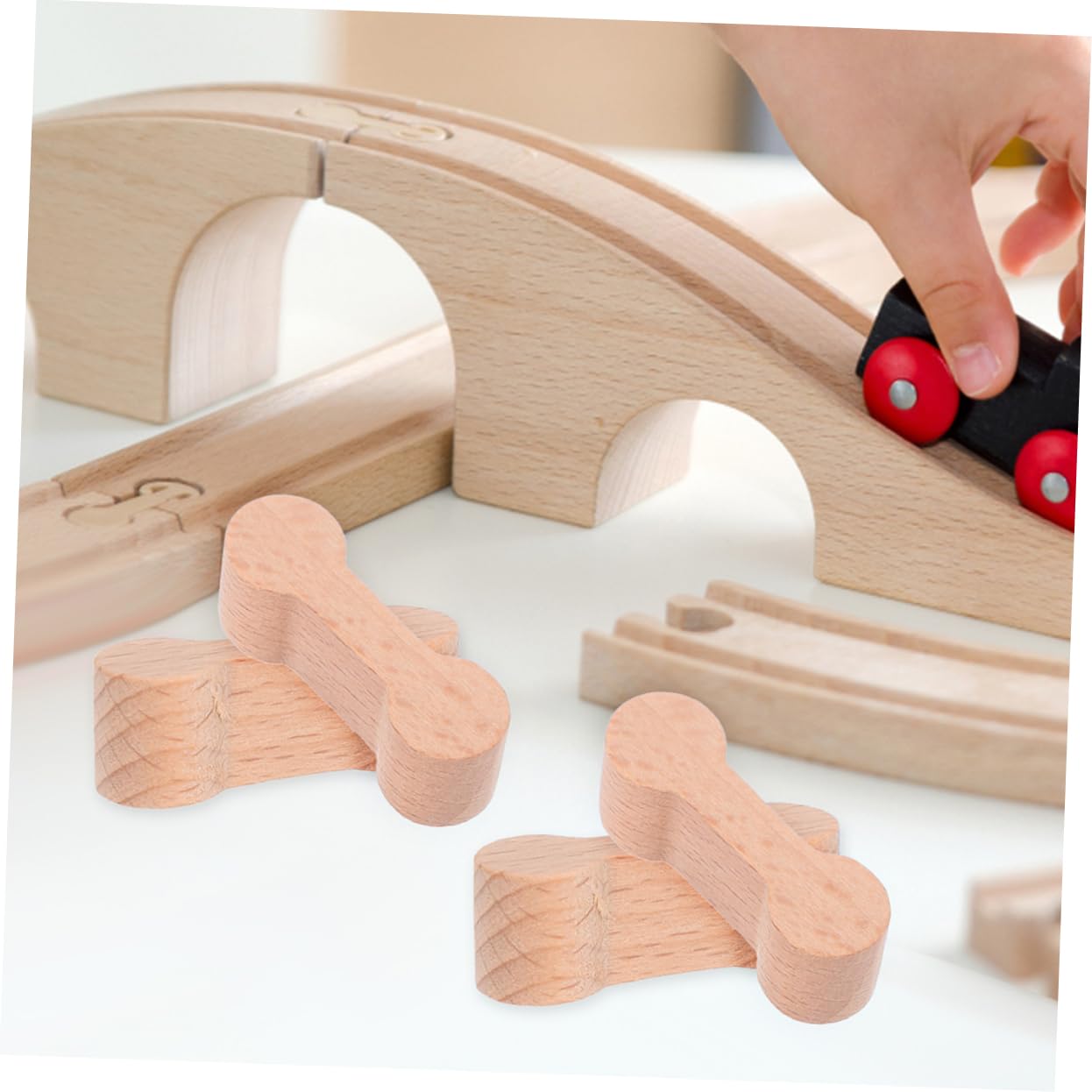 JOINPAYA 8Pcs Wooden Train Track Connectors for Diy Railway Building Kit Track Adapter Pieces Compatible with Model Trains Creative Kids Toy Accessories for Imaginative Play - Image 3