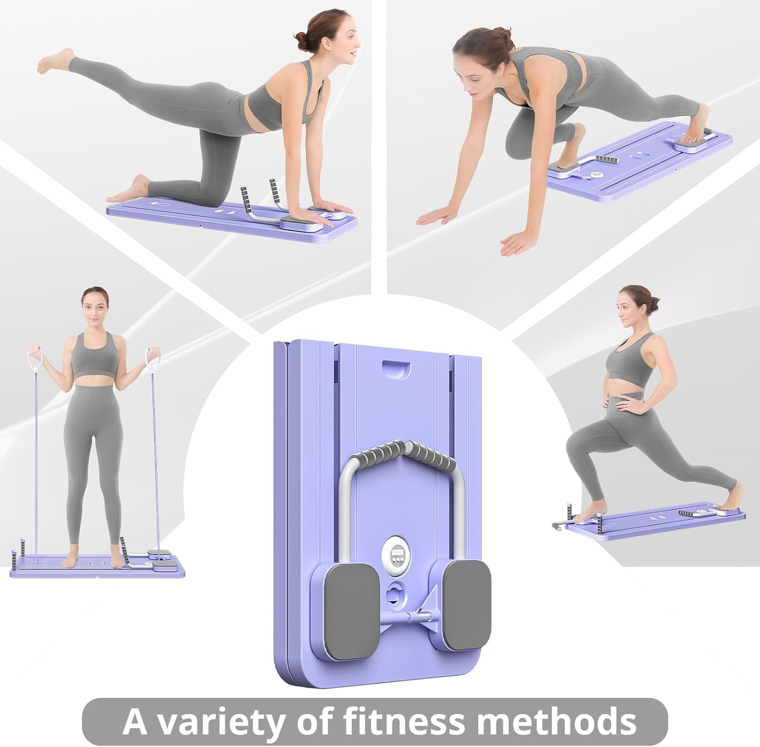 Reformer Pilates Multifonction avec Bandes de Résistance & 10 Exercices Inclus - Appareil Abdominale et Entraînement Complet du Corps pour Gym à Domicile, Pliable et Compact pour Un Rangement Facile