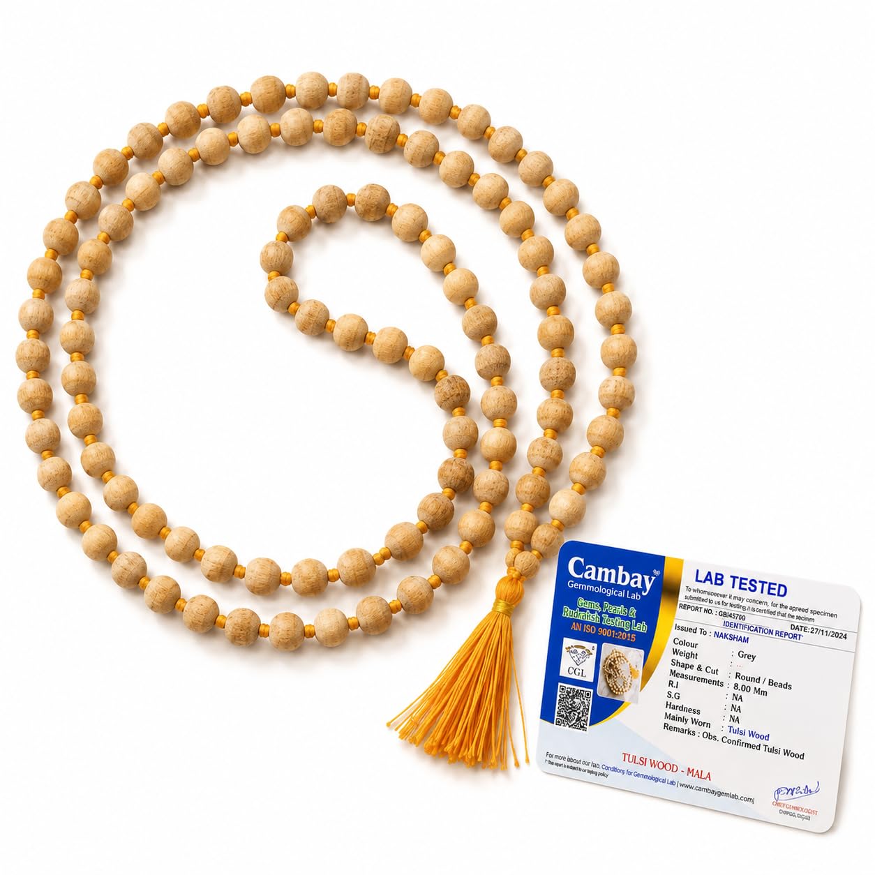 Tulsi Japa Mala | Natural Tulsi (Holy Basil) Wood Japa Mala 108+1 Beads | Lab Certified | Vedic Consecrated | Handcrafted Prayer Mala for Men & Women | Made in India-image-28