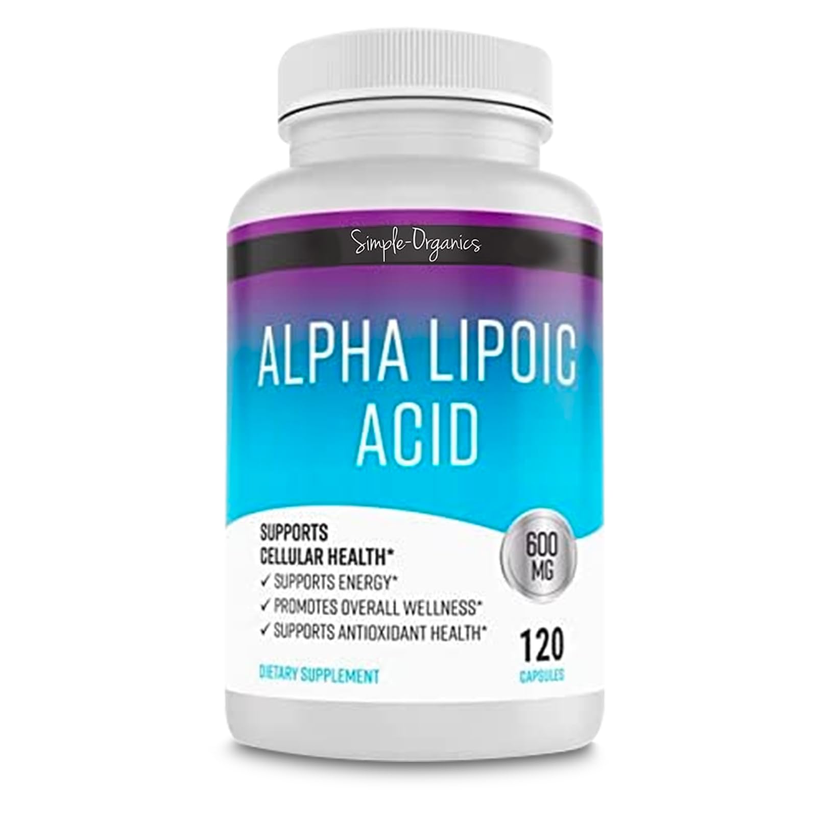 Alpha Lipoic Acid Supplement, Antioxidant and Energy Support, Non-GMO Pills for Overall Wellness, No Gluten and Soy, 600mg per Serving, 120 Vegan Capsules