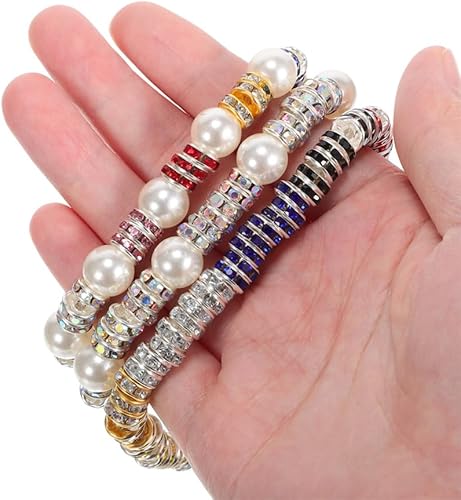 Miniatura 6 de 200PCS Rondelle Espaciador Perlas 0.315 in Plata Plateado Checo Cristal Blanco Rhinestone para la fabricación de joyas