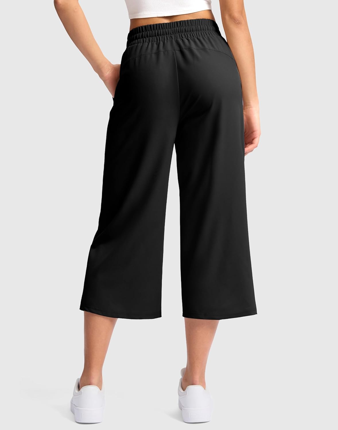 Soothfeel Women's Capri Pants Loose High Waisted Wide Leg Lightweight Travel Hiking Pants for Women Casual Summer with Pocket - Image 3