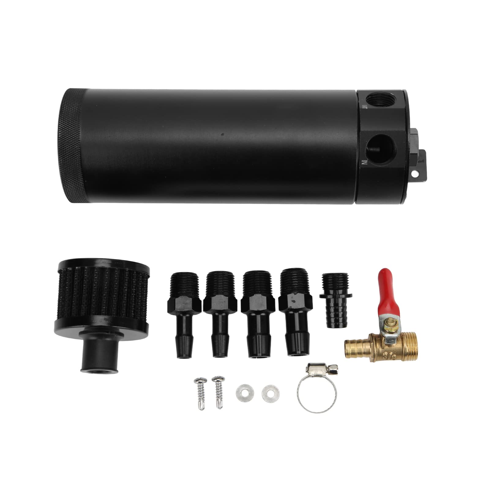 TOPINCN Separador de aceite de aire del motor del tanque colector de aceite Universal de alta calidad con filtro de ventilación para entusiastas del automóvil Color Metal 1 paquete