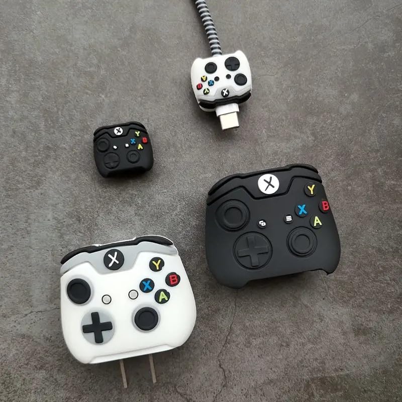 Image of Cable Protector with 3D Cute Pattern for iPhone Charger only18W & 20W | Data Line Wire Saver Charger Protective Cable Full Protection Set of-1 (White X-Boxx)