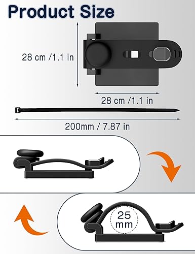Miniatura 6 de Paquete de 10 clips ajustables para cables, organización de cables Viaky para debajo del escritorio con soportes adhesivos, clips multiusos para