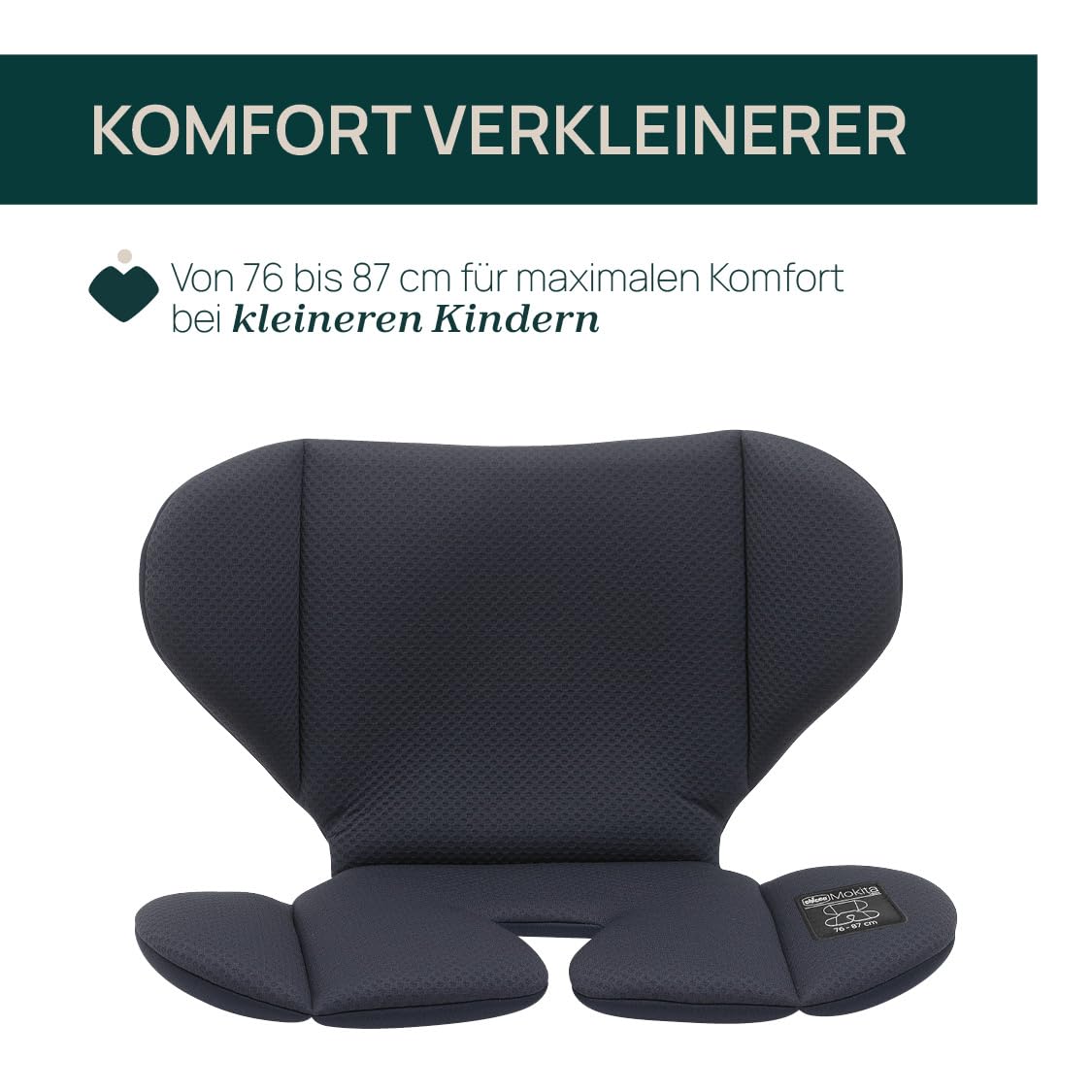 Chicco Mokita I-Size Kindersitz, mit Isofix-System, für Kinder zwischen 76 und 150 cm Körpergröße, Gewicht 10-36 kg, verwendbar ab 15 Monaten, Gruppe 1/2/3, inklusive Einsatz, Blau