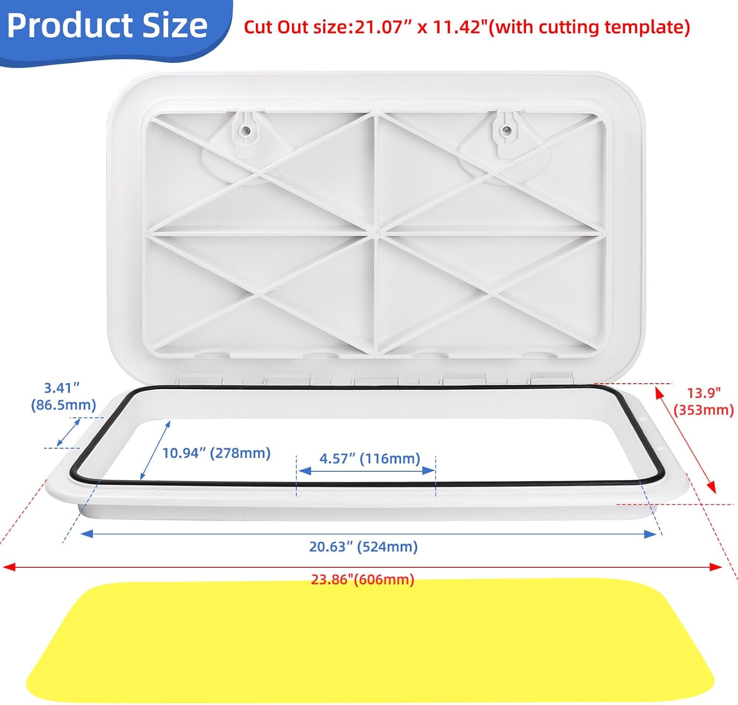 Marine Boat Hatch Deck Cover Lid,Marine Deck Access Hatch & Lid,Black Rectangle Boat Access Door for Bass/John/Fishing/Skiff/Sailboat/Yacht,Waterproof Cover Easy to Install