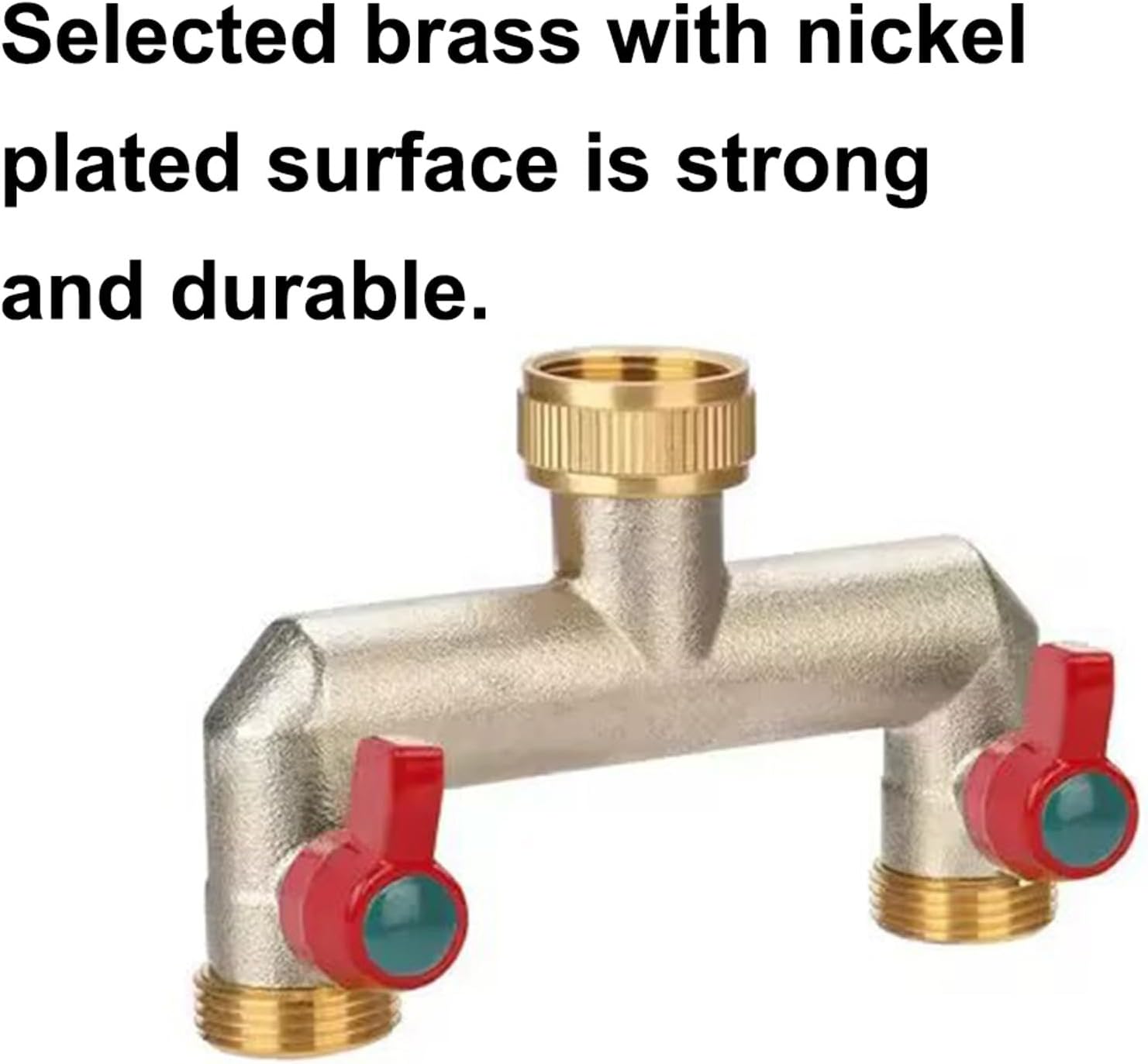 Brass Garden Hose Splitter Water Tap Distributor with Individual On/Off Valve 3/4in Threaded Adapter for Home, Garden, Outdoor(2-Way Adapter)