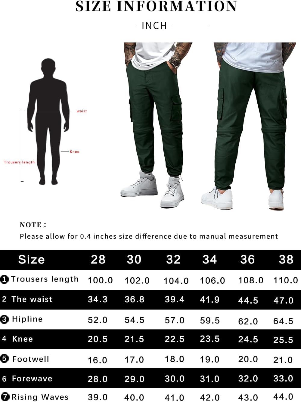 GINGTTO Mens Outdoor Hiking Convertible Pants Slim Fit Stretch Cargo Joggers Lightweight Work Pants for Men