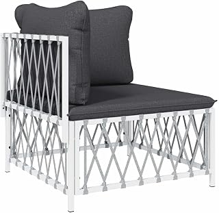 vidaXL Garten-Ecksofa mit Kissen Weiß Gewebe