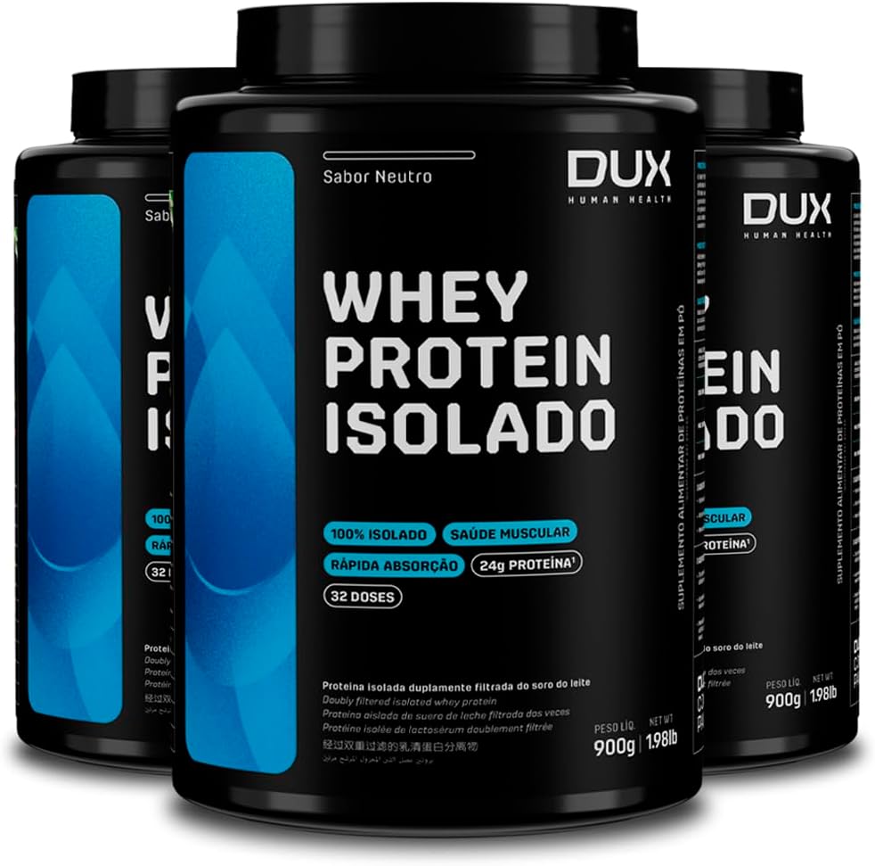 Kit 3 Whey Protein Isolado Dux Neutro 900g em promoção! Veja a oferta e mais achadinhos de Vitaminas & Suplementos Hoje é o melhor dia para comprar Kit 3 Whey Protein Isolado Dux Neutro 900g com aquele preço maroto! Promoção! Aproveite a oferta!