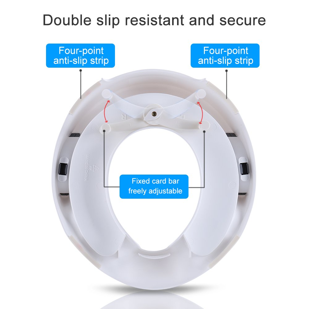 Riduttore Toilet per Bambini, Bambino Allenatore Vasino Sedile del water, Secure antiscivolo, Corrimano su entrambi i lati, Riduttore WC per Bambini Fit ragazzi e ragazze, Bianco