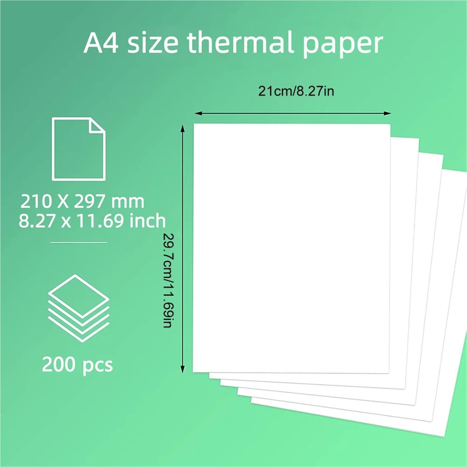 Carta Per Stampante A4 100/200 fogli A4 Carta termica pieghevole Stampa continua Riconoscimento automatico Multiuso(200Pcs)