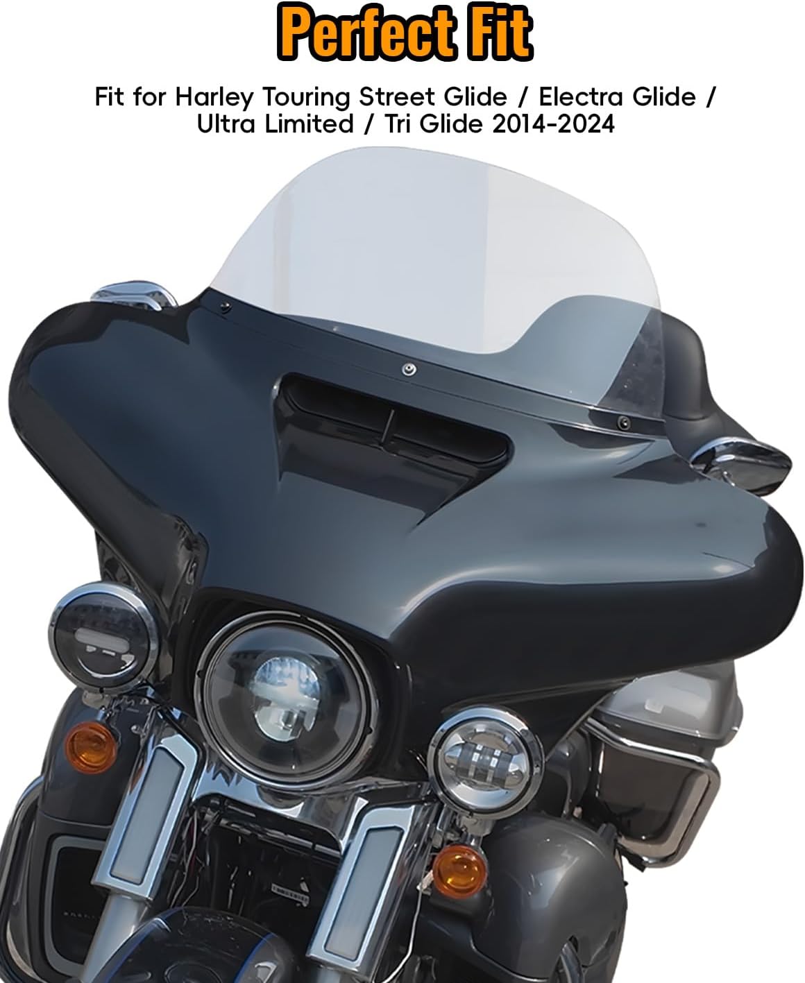 Front Outer Batwing Fairing for Street Glide 14-24, Black Upper Front Fairing Cowl for Harley Street Glide/Electra Glide/Ultra Limited/Tri Glide/CVO Limited 2014-2024 Accessories,Matte Black