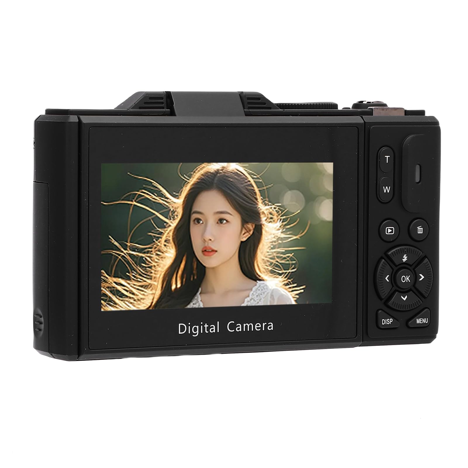 Fotocamera Digitale 5K, Fotocamera Vlog WiFi da 75 MP con Zoom 18X, da Viaggio con Schermo Ribaltabile da 3 Pollici a 180 Gradi, Luce LED per Selfie da Viaggio, Fotografia Vlogging (BLACK)