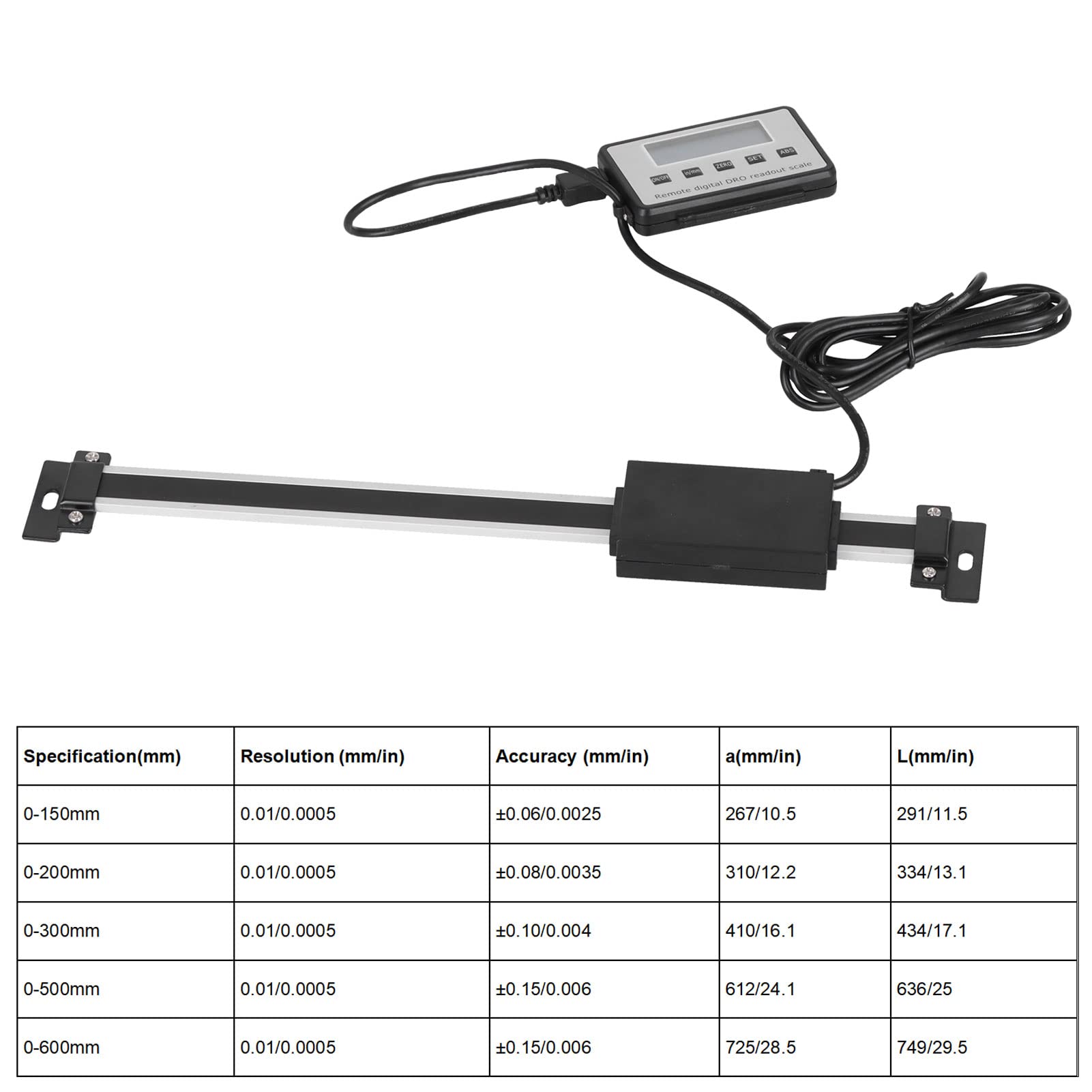 Escala lineal de lectura digital Regla de pantalla LCD de alta precisión con respaldo magnético fuerte para tornos y fresadoras Construcción de aleación de aluminio de acero (0-200 mm)