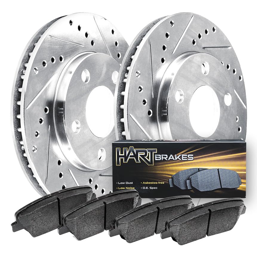 Hart Brakes Front Brakes and Rotors Kit |Front Brake Pads| Brake Rotors and Pads| Ceramic Brake Pads and Rotors |fits 2015-2020 Mercedes-Benz C300, 2018-2019 Mercedes-Benz E300