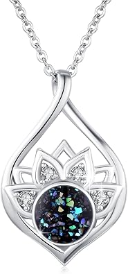 Lotus Necklace for Women 925 Sterling Silver Dainty Lotus Flower Pendant Necklace Yoga Jewelry Gifts for Women