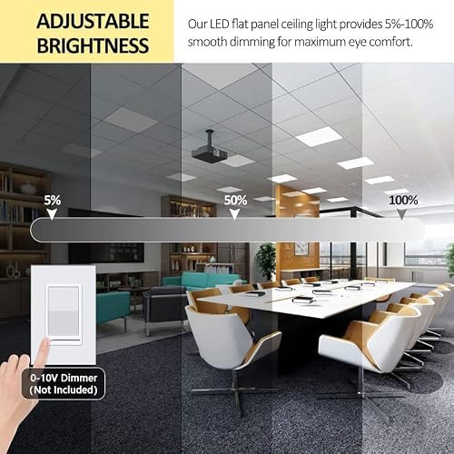 Aphyni 2X2 Led Flat Panel Light - 2X2Ft Led Drop Ceiling Lights 6Pack, 40W 4400 Lm, 3000/4000/6500K Selectable & 0-10V Dimmable Recessed Troffer Light Fixture For Office/Garage/Basement - Etl/Dlc #TOP2