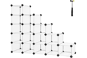SONGMICS Transparent 15-Slot Plastic Vertical Space-Saving Stackable Shoe Cube Organizer