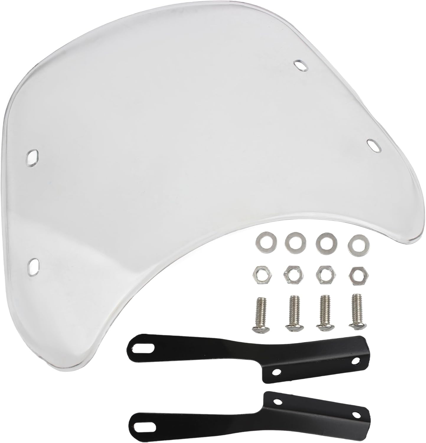 Universal 5"-7" Motorcycle Windshield Wind Deflector Windscreen Front Flyscreen with Mount Bracket Replacement for Harley Suzuki Honda Triumph Cruiser Cafe Racer-Transparent
