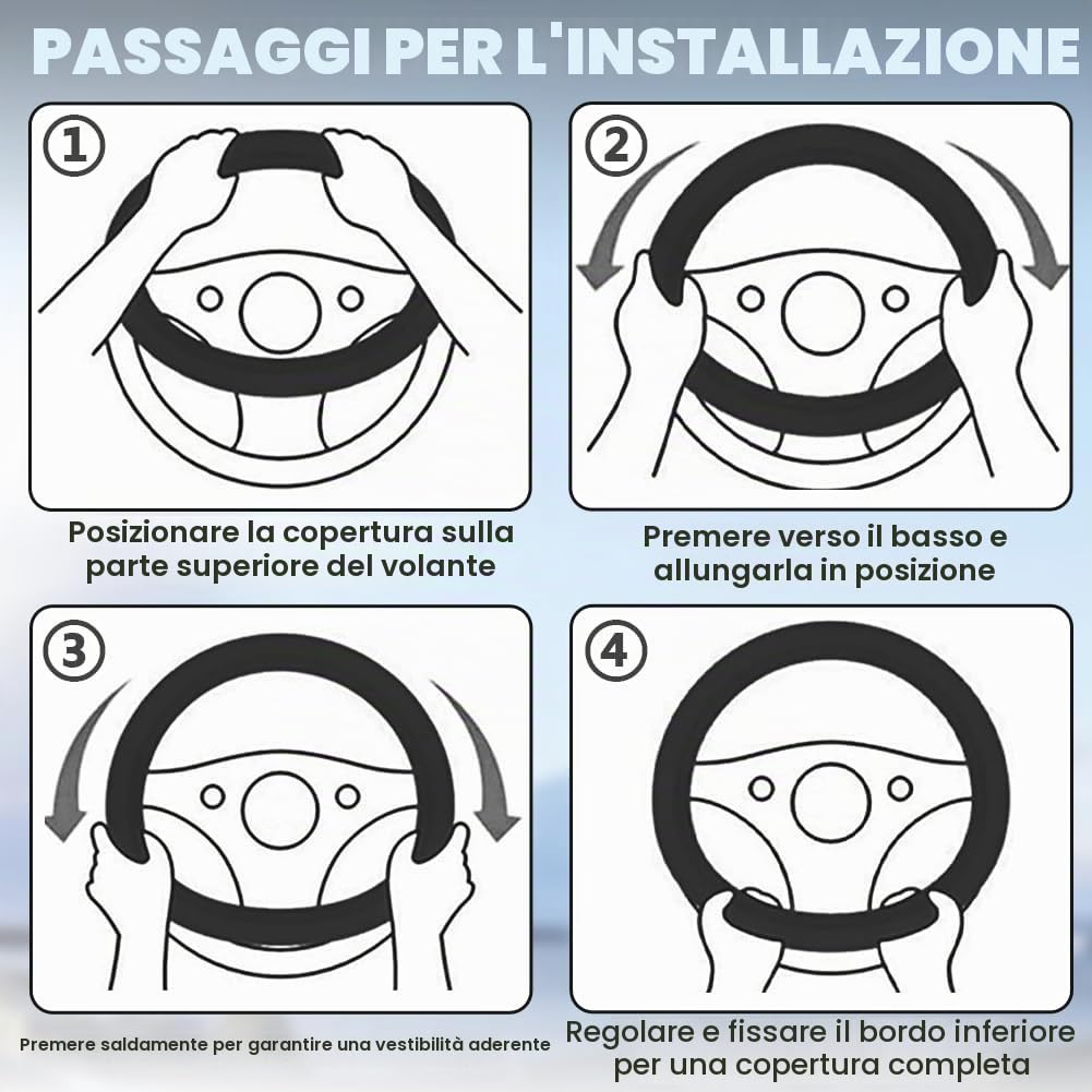 flintronic Coprivolante Auto, Coprivolante Auto in PVC Pelle, Traspirante e Antiscivolo, Universale 36-38 cm, Accessori Auto Interno