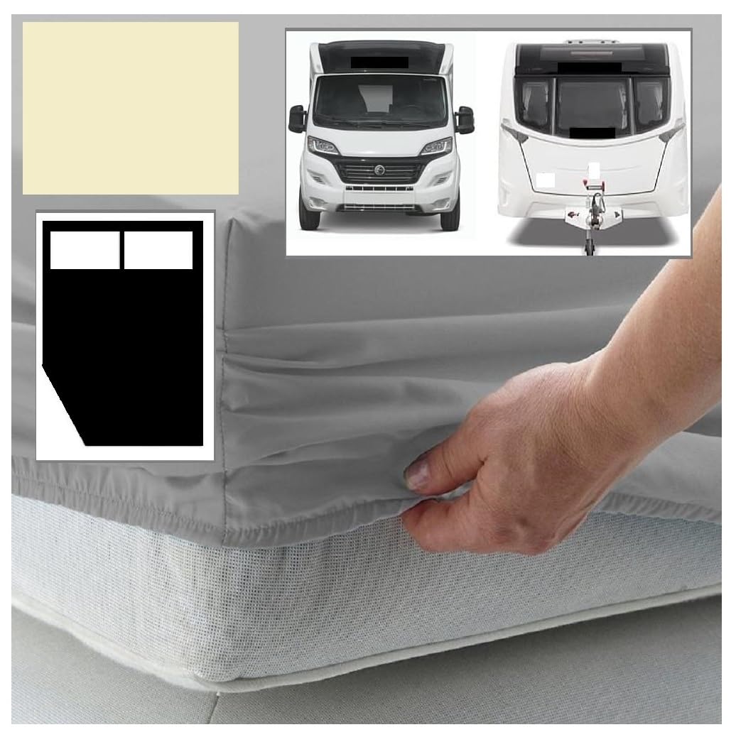Bedtime Comforts Ltd Cream Caravan Or Motor Home ""Corner Cut Off"" Fitted Sheet - 300 Thread Count Percale Material - Hand Made To Order - 10"" (26Cm) (, Left Hand Cut Off)