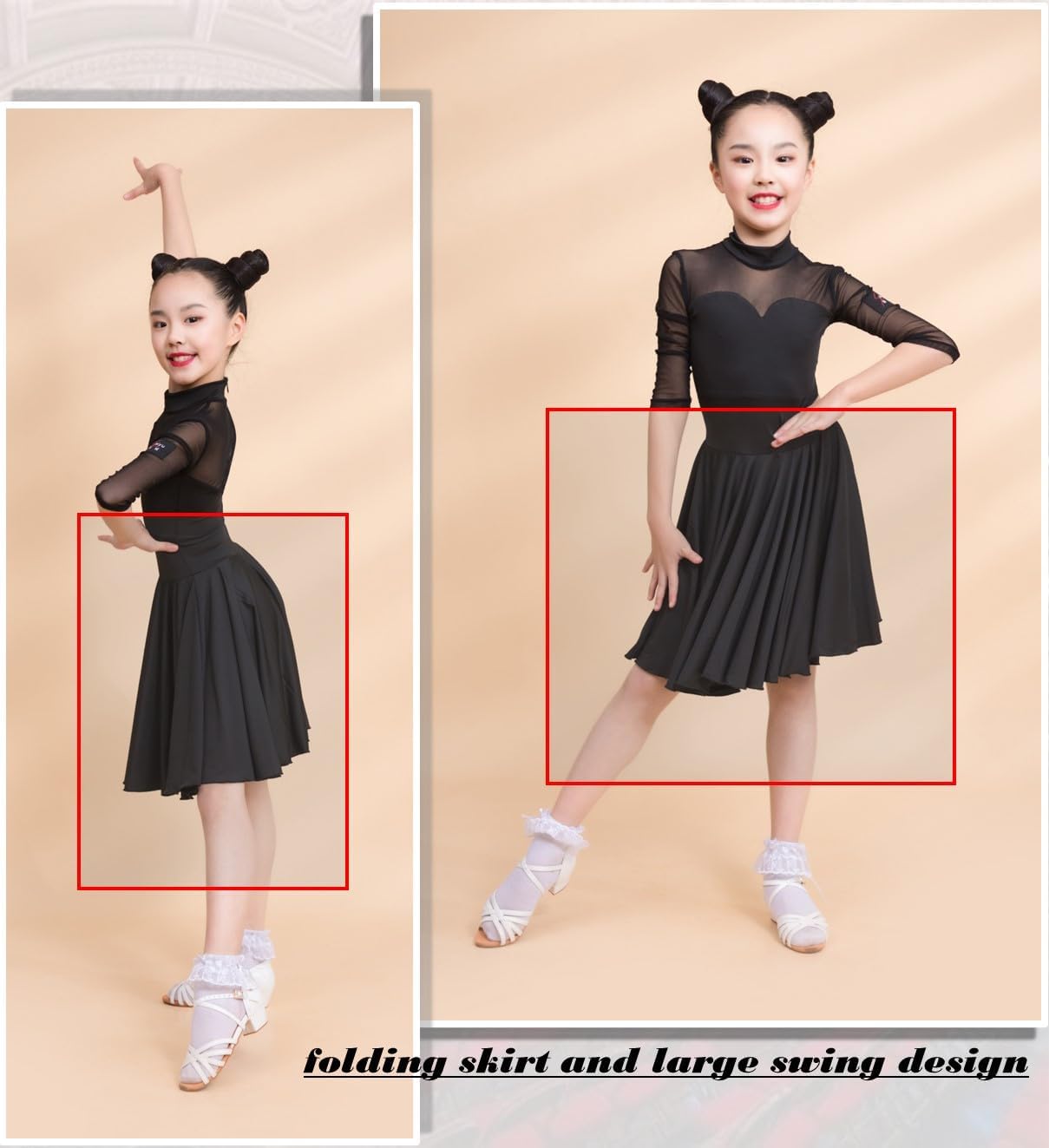 SCGGINTTANZ SY3005 Kid Latin Modern Ballroom Dance Professional mesh Stitching and Large Swing Design Dress for Girl