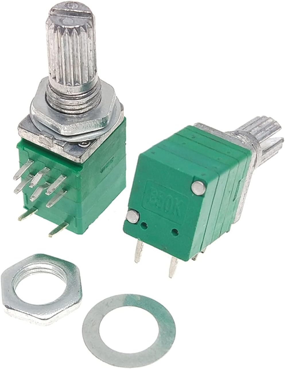 5PCS RK097N 8Pin Potentiometer B5K 10K 20K 50K 100K Switch Audio Shaft 15mm Amplifier Sealing
