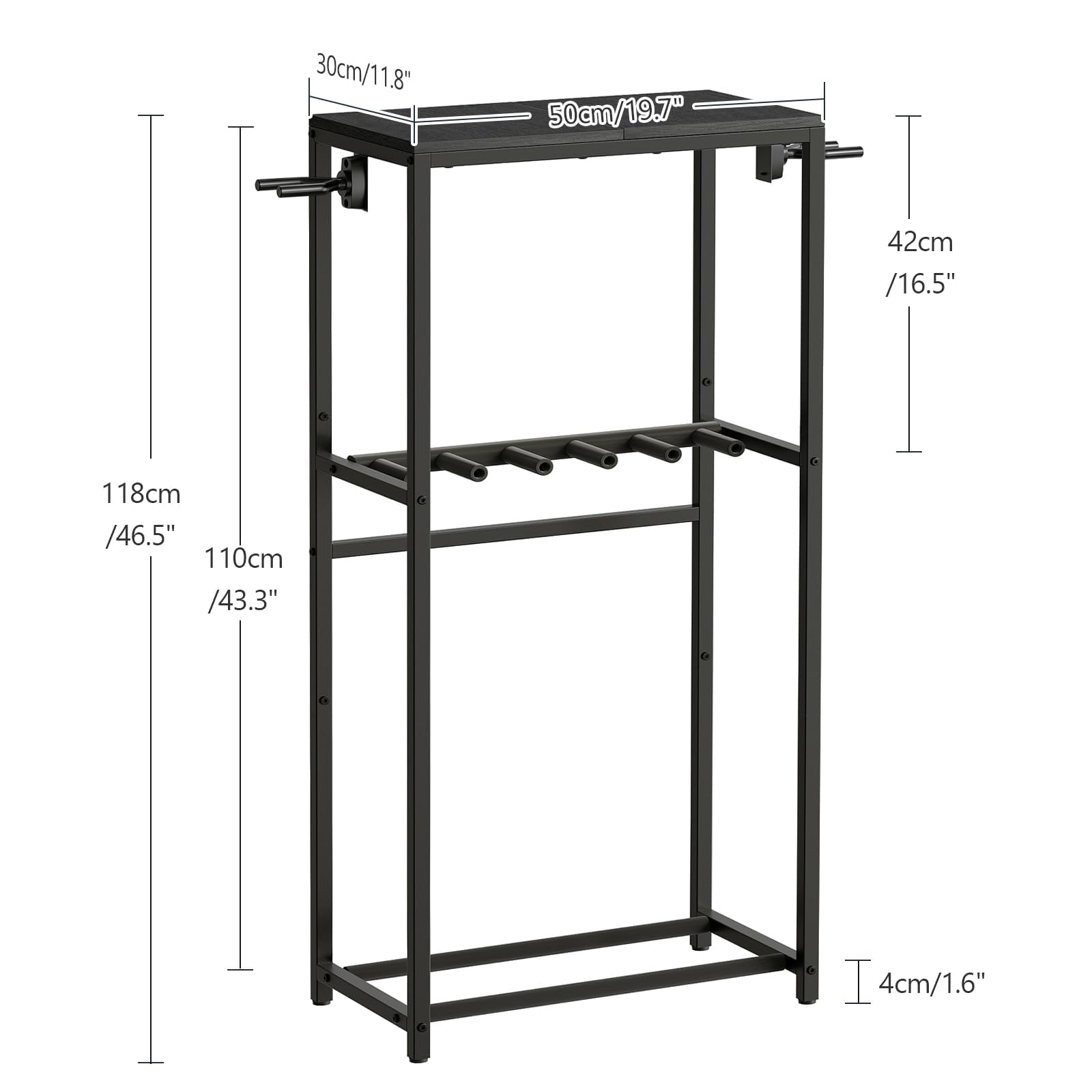 MAHANCRIS Support de Guitare, Stand Guitare à 2 Niveaux pour 5 Guitares, Idéal pour Entreposer Guitare Acoustique, électrique, Basse, Ukulélé, Tourne-Disque, Enveloppé de Mousse EVA, Noir AGSHB6501