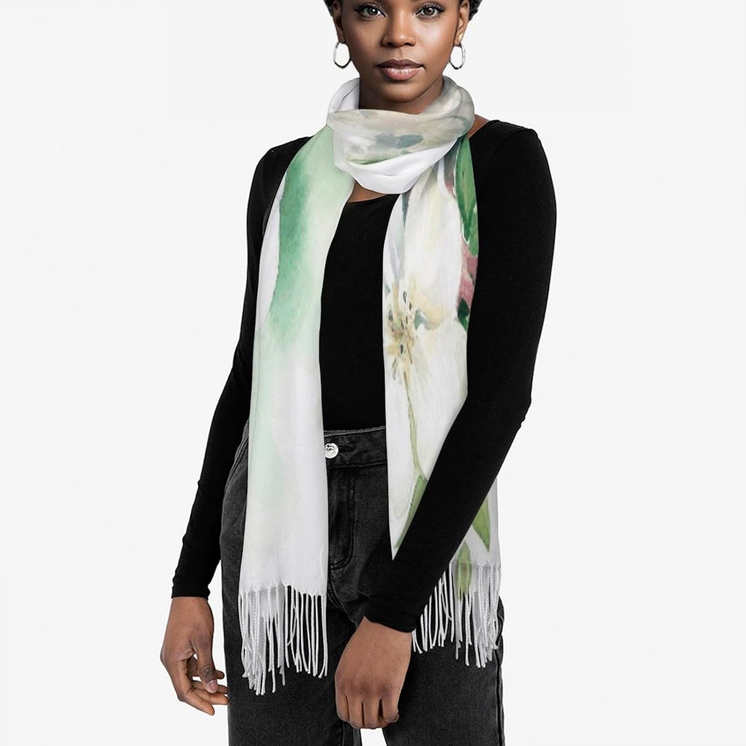 Dove with A Flower Winter Scarf for Women Soft Tassel Scarves Oversized Wraps Long Shawl Cold Weather Thick Blanket Scarfs