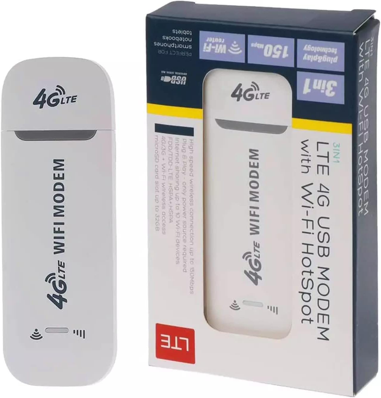 4G Wireless Modem 150 Mbps WiFi Router With All Sim Support, High Speed Dongle | Data Card Portable Hotspot With Premium Chipset (Connects Up to 10 Devices)