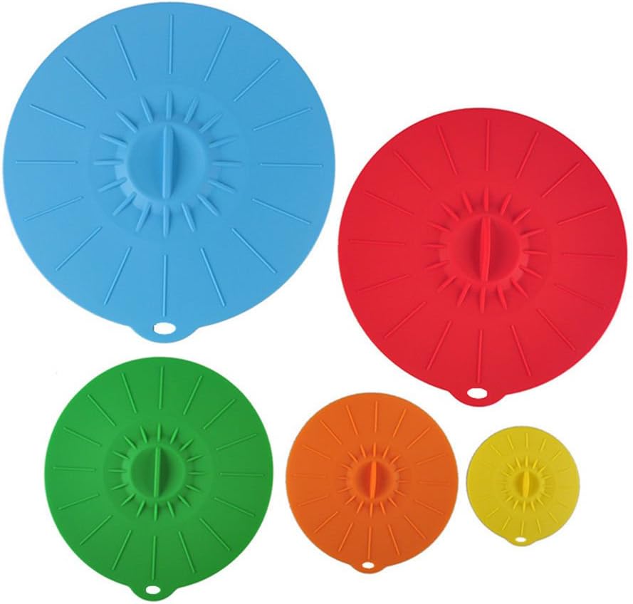 Silicone Suction Lids Food Cover BPA Free 4",6",8",10",12"for Cups Dishes Pan