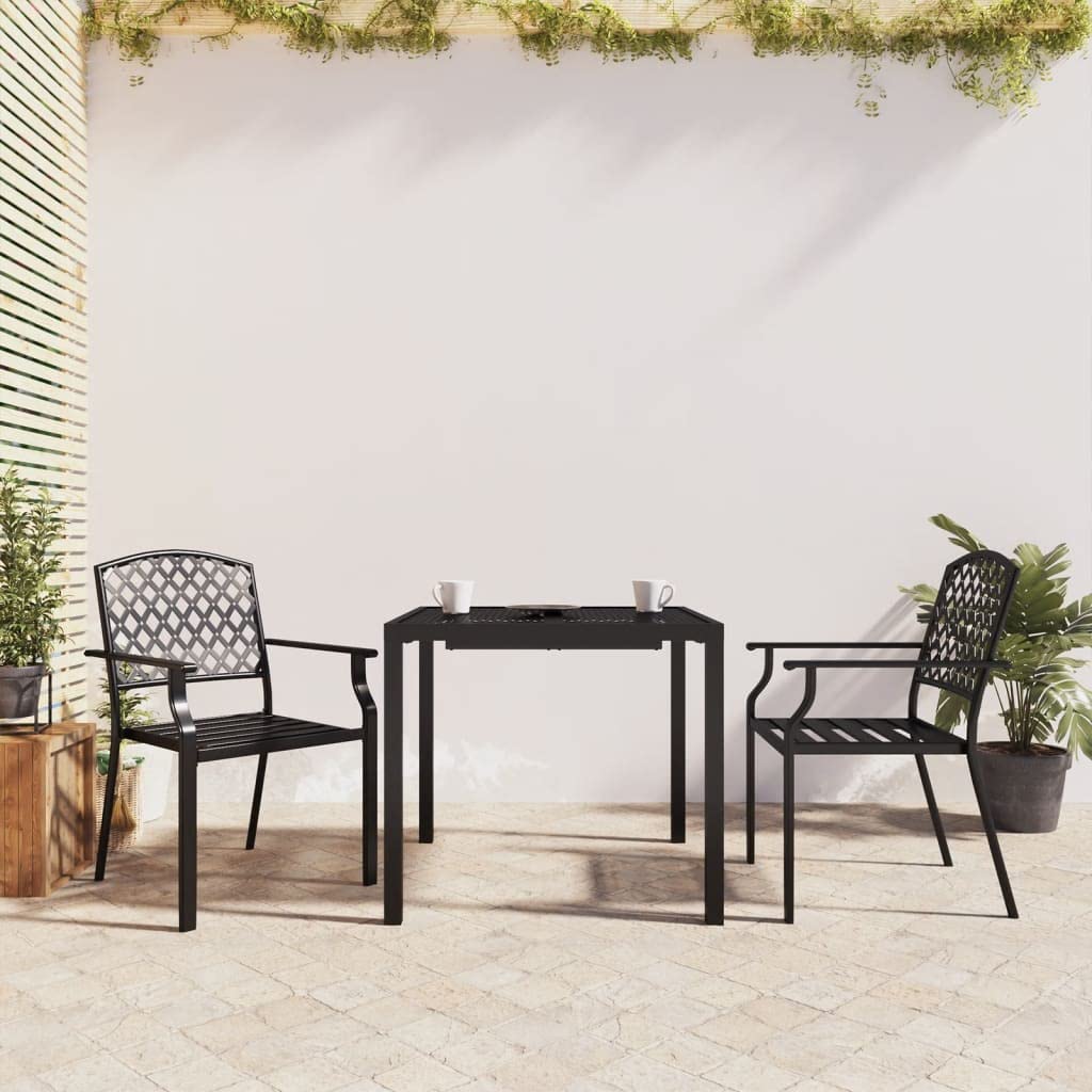 Ensemble de jardin pour balcon avec table carrée et chaises empilables