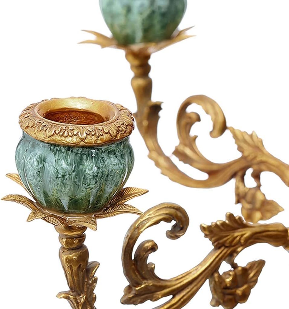 Votive Candle Holders Nordic Candelabra Five-Headed Candle Holder Handicraft Home Study Copper with Porcelain Decoration Luxury Fireplace Entrance Ornament Dining Room Decor