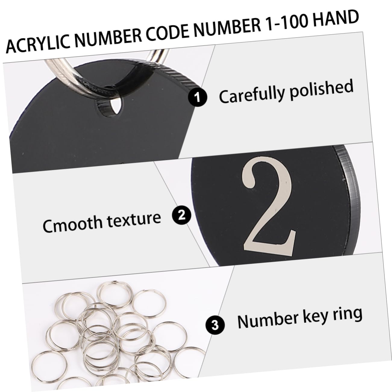 BESTYASH 100pezzi Targhette Numerate Acrilico Per Chiavi Per Hotel e Supermercati Design e Resistente Per Attese e