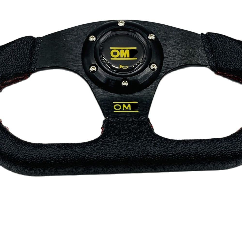D-Forma Racing Volante Universal Desplazado de Cuero - 13 Pulgadas 320mm - Flat Drift Rally Coche Sport Simulado Deportivo (Color: Yellow)