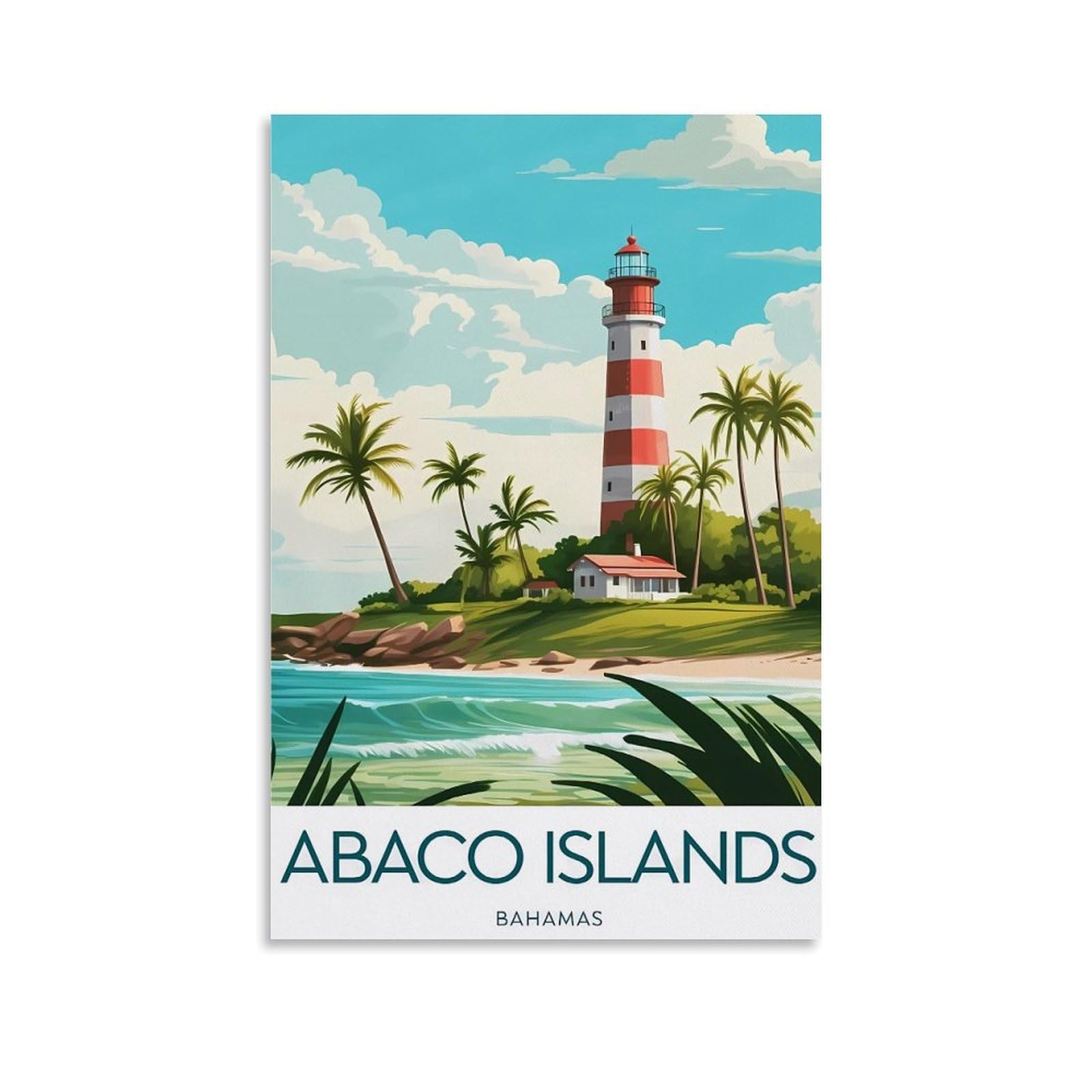 Ouweri Unframe-Style Abaco Islands Bahamas Vintage Travel Poster Canvas Painting Wall Art Decorative Picture Prints Modern Decor 20X30inch(50X75cm)