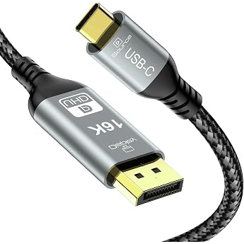 usb c on displayport 2.1 cable 16k@30hz 8k@120hz 4k@240hz thunderbolt 5/4 on dp cable 40gbps type c unidirectionally compatible with macbook pro m4m3 iphone 16 pro dell xps surface gaming 2m