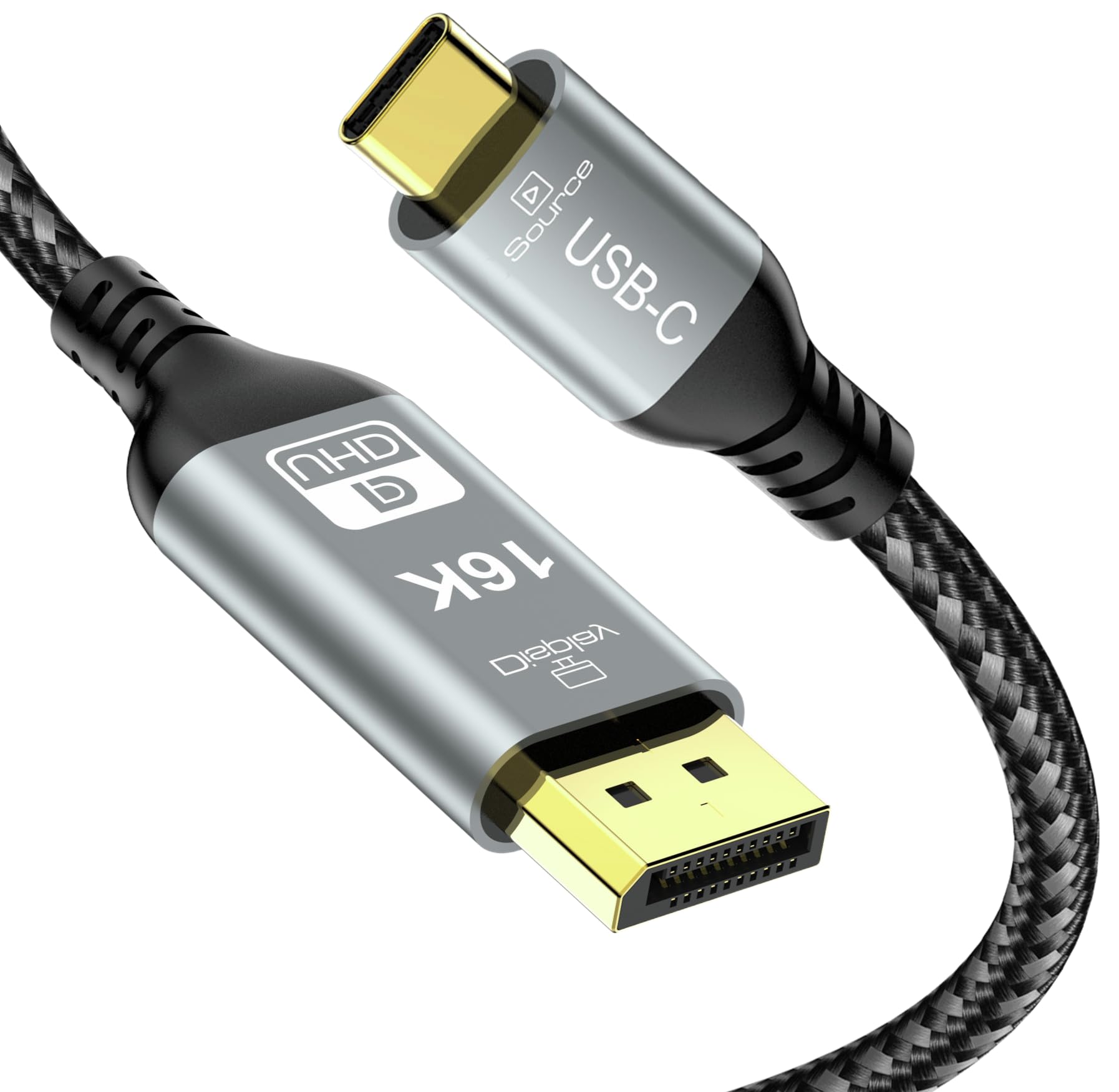 Cable USB C a DisplayPort 2.1, 16K@30Hz 8K@120Hz 4K@240Hz, Thunderbolt 5/4 a DP, 40Gbps, Tipo C unidireccional Compatible con MacBook Pro M4, M3, iPhone 16 Pro, Dell XPS, Surface, Gaming