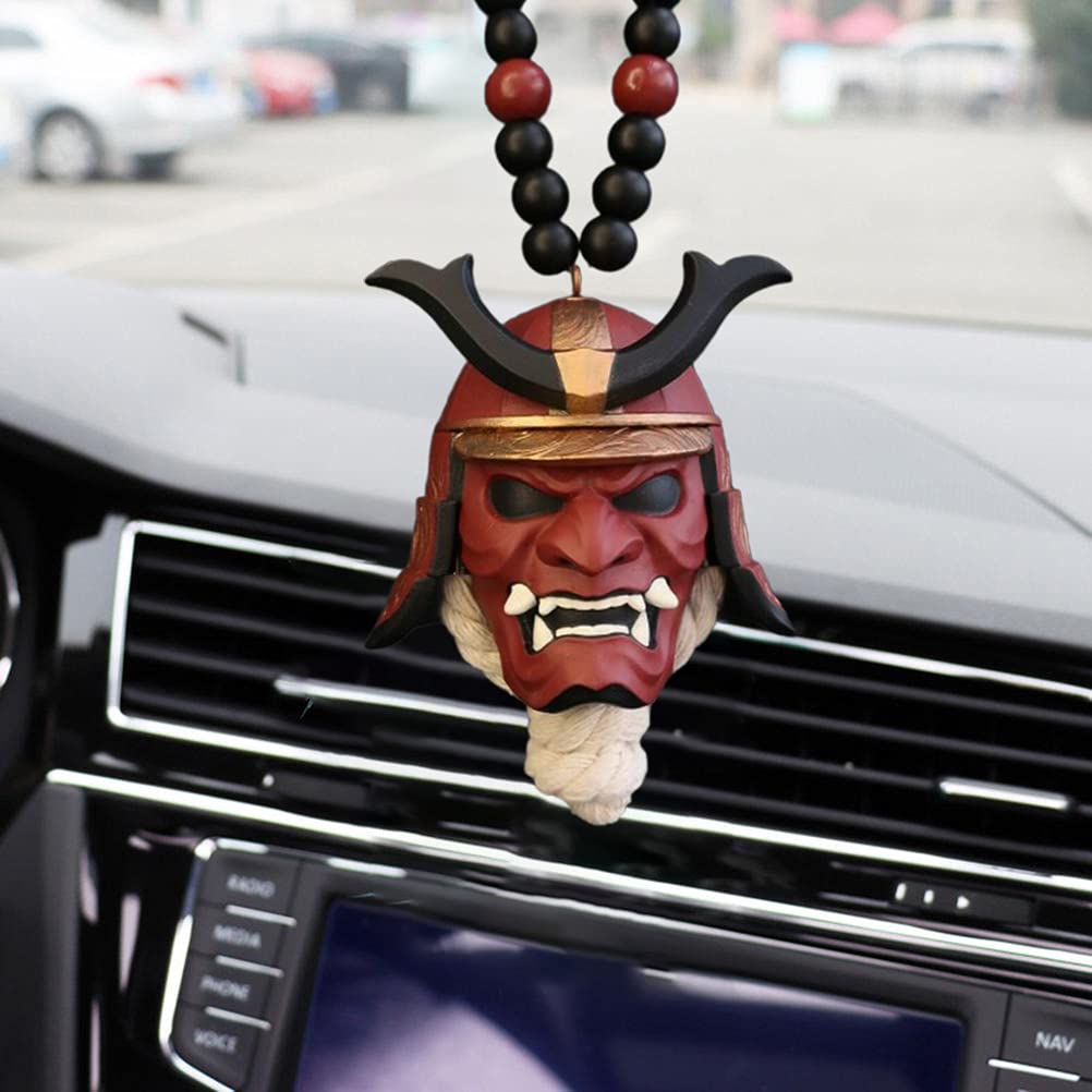 Samurai Kabuto casco Hannya máscara facial Oni japonés pejo retrovisor de coche colgante decoracion de coche accorios interior - AliExprs 34